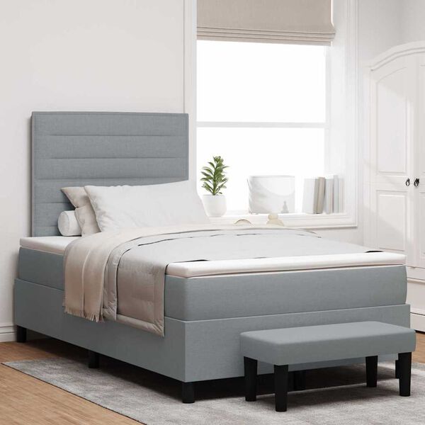 vidaXL Lit &agrave; ressorts avec matelas Gris clair 120 x 200 cm tissu