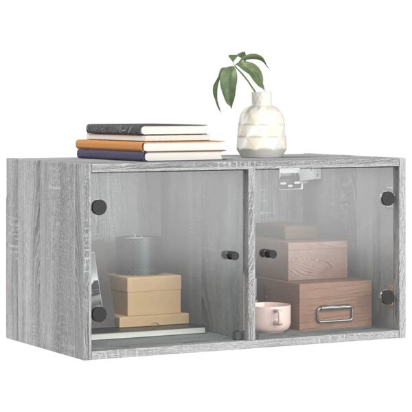 vidaXL Armoire murale avec portes en verre sonoma gris 68,5x37x35 cm