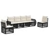 vidaXL Ensemble de canap&eacute; de jardin 6 pc Noir et blanc cr&egrave;me polyrotin