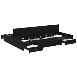 vidaXL Cadre de lit avec rangement avec tiroir Ch&ecirc;ne noir 140 x 190 cm