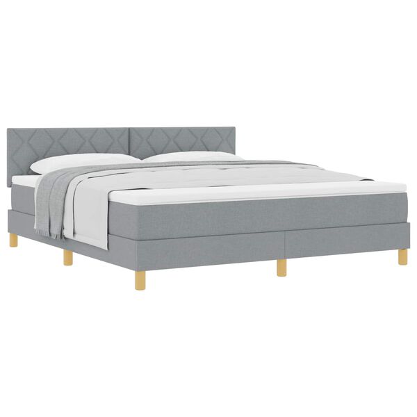 vidaXL Lit &agrave; ressorts avec matelas Gris clair 180 x 200 cm tissu
