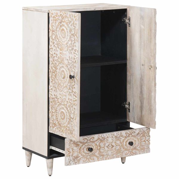 vidaXL Buffet Haut Blanc 60 x 33,5 x 100 cm Bois de mangue massif