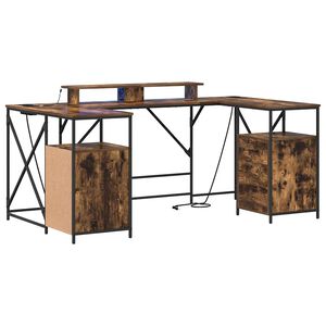 vidaXL Bureau Ch&ecirc;ne fum&eacute; Bois d'ing&eacute;nierie 182 x 101 x 87,5 cm