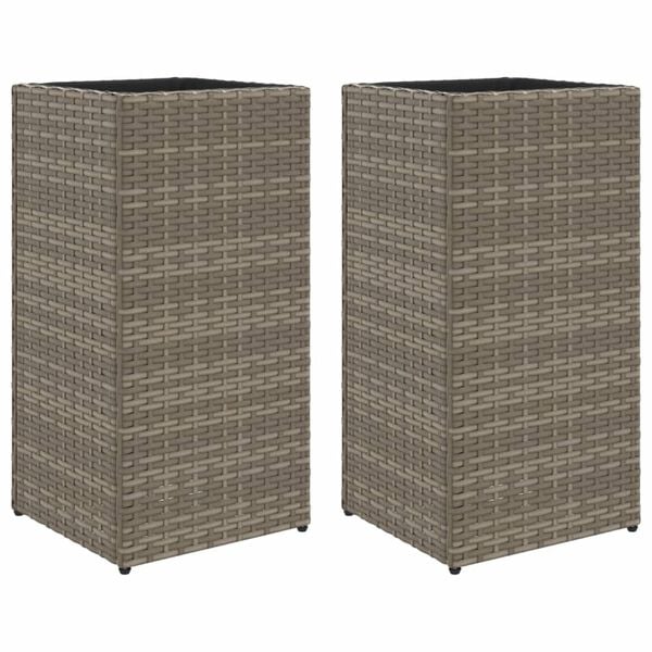 vidaXL Jardini&egrave;res 2 pcs gris 30x30x60 cm r&eacute;sine tress&eacute;e