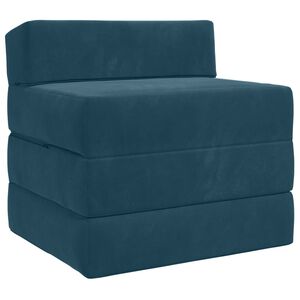 vidaXL Canap&eacute;-lit pliable Bleu 200 x 70 x 15 cm Velours