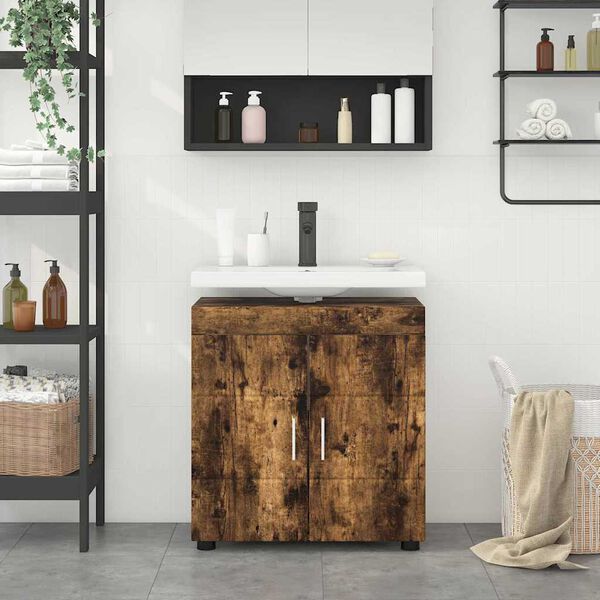 vidaXL Ensemble d'armoire de salle de bain TULUM Ch&ecirc;ne fum&eacute;