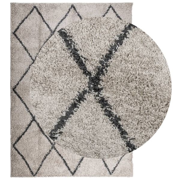 vidaXL Tapis shaggy &agrave; poils longs moderne beige anthracite 160x230 cm