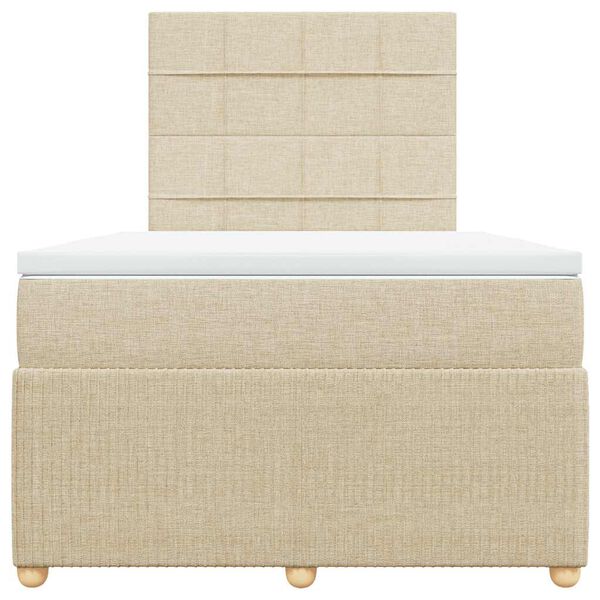 vidaXL Sommier &agrave; lattes de lit avec matelas Cr&egrave;me 120x200 cm Tissu