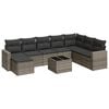 vidaXL Salon de jardin 9 pcs avec coussins gris r&eacute;sine tress&eacute;e