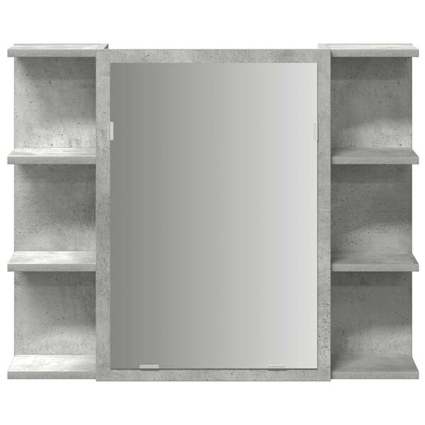 vidaXL Armoire &agrave; miroir de bain Gris b&eacute;ton 80x20,5x64 cm Agglom&eacute;r&eacute;