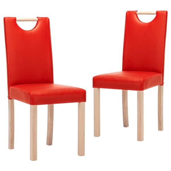 vidaXL Chaises &agrave; manger lot de 2 rouge similicuir