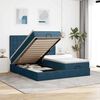 VidaXL Cadre de lit ottoman avec matelas bleu fonc&eacute; 160x200 cm velours