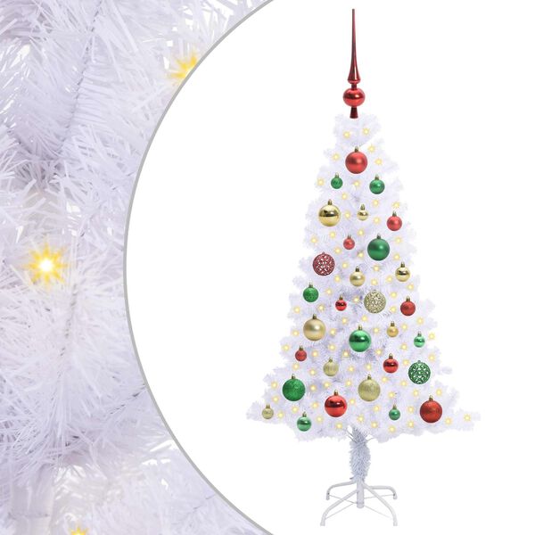 vidaXL Sapin de No&euml;l artificiel avec 150 LED Blanc 120 cm PVC et Acier