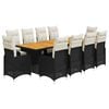 vidaXL Ensemble de bistro de jardin 11 pcs coussins noir poly rotin