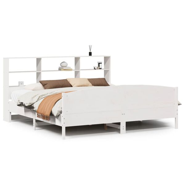 vidaXL Lit biblioth&egrave;que sans matelas blanc 180x200 cm bois pin massif