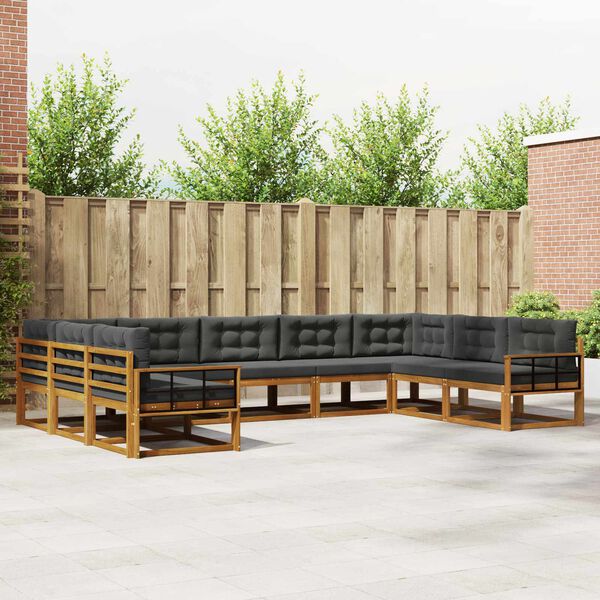 vidaXL Ensemble de canap&eacute;s d'ext&eacute;rieur 9 pcs Naturel et Anthracite