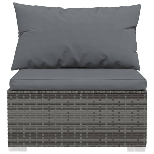 vidaXL Salon de jardin 12 pcs avec coussins Gris R&eacute;sine tress&eacute;e
