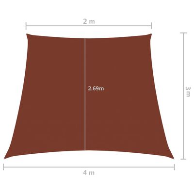 vidaXL Voile de parasol Tissu Oxford trapèze 2/4x3 m Terre cuite