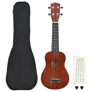 vidaXL Jeu de ukul&eacute;l&eacute; soprano avec sac pour enfants bois fonc&eacute; 21"