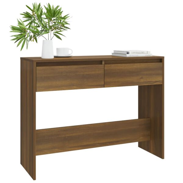 vidaXL Table console ch&ecirc;ne marron 100x35x76,5 cm bois d'ing&eacute;nierie