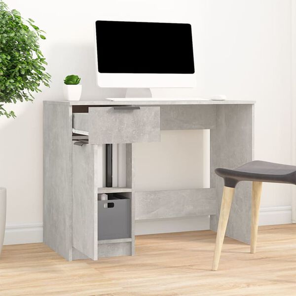 vidaXL Bureau Gris béton 100x50x75 cm Bois d'ingénierie