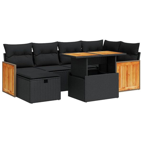 vidaXL Salon de jardin 8 pcs avec coussins noir r&eacute;sine tress&eacute;e