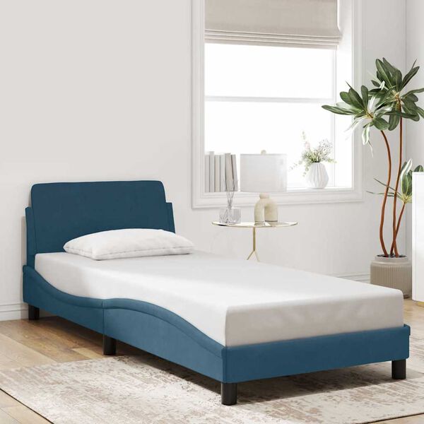 vidaXL Cadre de lit avec t&ecirc;te de lit Dover bleu 90x190 cm velours