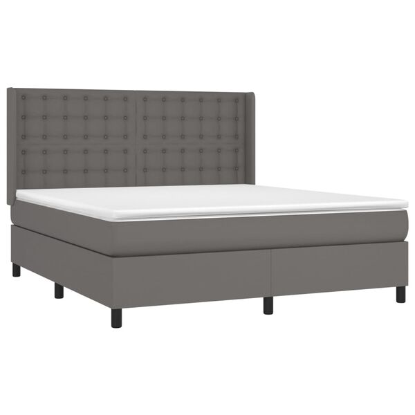 vidaXL Sommier &agrave; lattes de lit avec matelas Gris 180x200 cm Similicuir