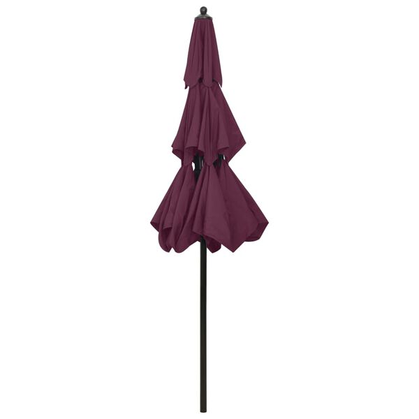 vidaXL Parasol de jardin &agrave; 3 niveaux m&acirc;t en aluminium rouge bordeaux