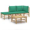 vidaXL Salon de jardin 4 pcs avec coussins vert bambou