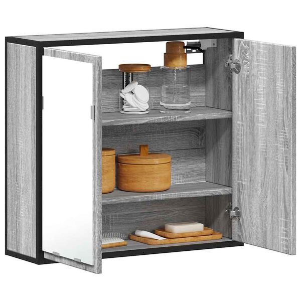 vidaXL Armoire &agrave; miroir de salle de bain sonoma gris bois d&rsquo;ing&eacute;nierie