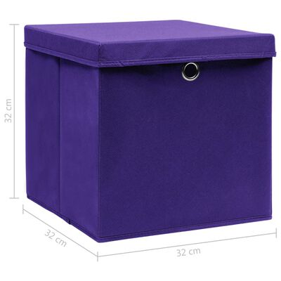 vidaXL Boîtes de rangement et couvercles 10pcs Violet 32x32x32cm Tissu