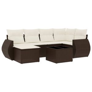 vidaXL Salon de jardin avec coussins 7 pcs marron r&eacute;sine tress&eacute;e