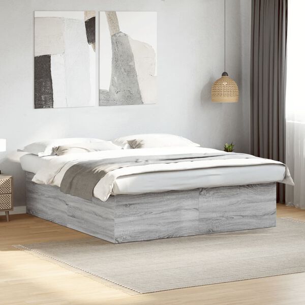 vidaXL Cadre de lit sans matelas sonoma gris 200x200 cm