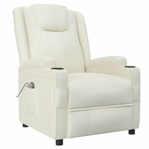 vidaXL Fauteuil inclinable &eacute;lectrique Blanc cr&egrave;me Similicuir