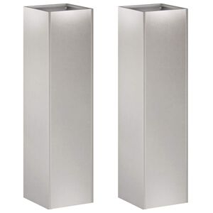 vidaXL Cache-pot de jardin 2 pc Argent&eacute; 20 x 20 x 75 cm