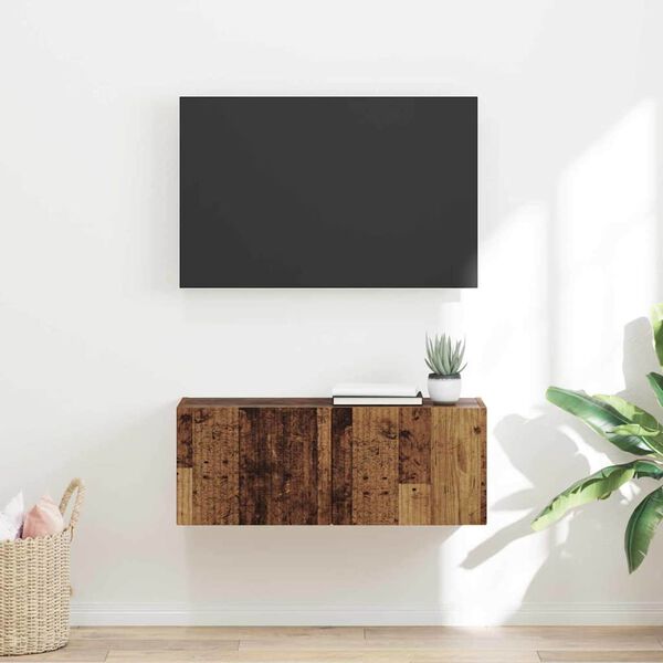 vidaXL Meuble TV mural Bois Ancien 60 x 31 x 29.5 cm Bois d'ing&eacute;nierie