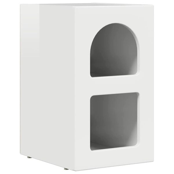 vidaXL Table de chevet Blanc brillant 29,5 x 35 x 50 cm