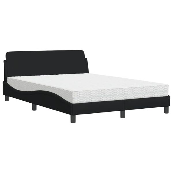 vidaXL Lit avec matelas Dover noir 140x190 cm tissu