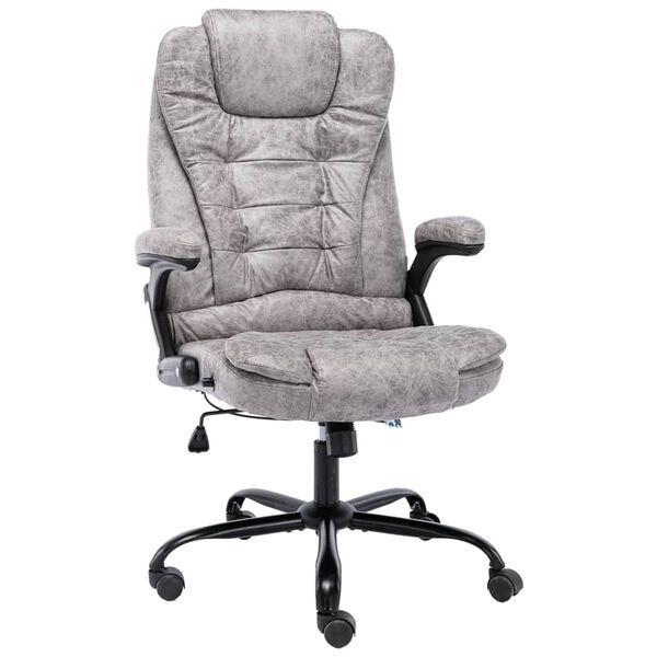vidaXL Chaise de bureau gris clair similicuir daim