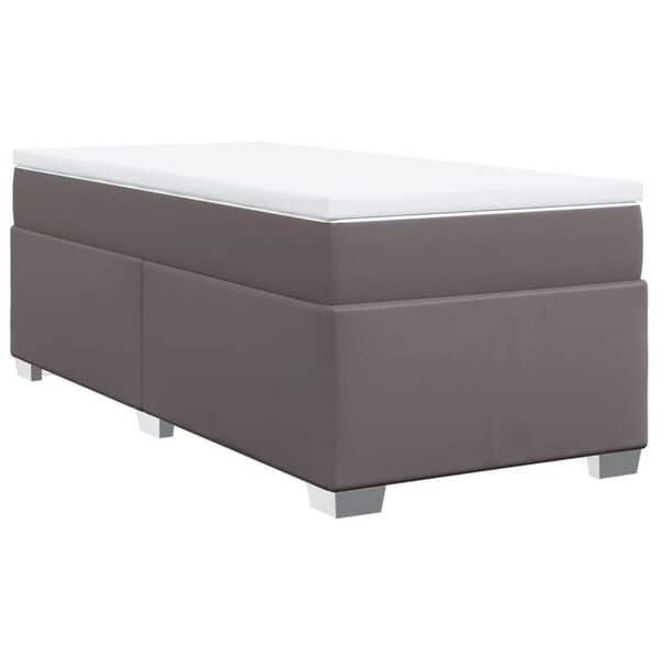 vidaXL Sommier à lattes de lit avec matelas Gris 90x190 cm Similicuir