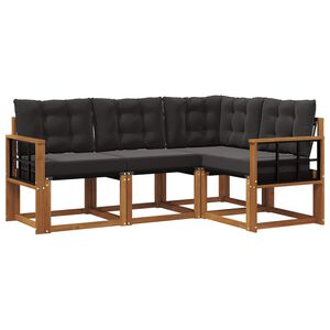 vidaXL Ensemble de canap&eacute;s d'ext&eacute;rieur 4 pcs Naturel et Noir