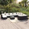 vidaXL Salon de jardin 11 pcs avec coussins R&eacute;sine tress&eacute;e Noir
