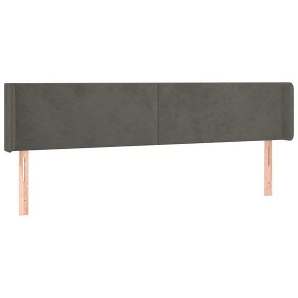 vidaXL T&ecirc;te de lit &agrave; LED Gris fonc&eacute; 203x16x78/88 cm Velours