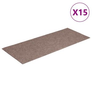 vidaXL Tapis d'escalier autocollants 15 pi&egrave;ces 60 x 25 cm Marron clair Rectangulaire