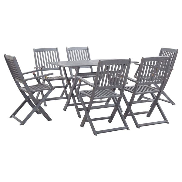 vidaXL Ensemble &agrave; manger de jardin 7 pcs Bois d'acacia massif Gris