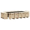 vidaXL Ensemble &agrave; manger de jardin et coussins 15 pcs beige