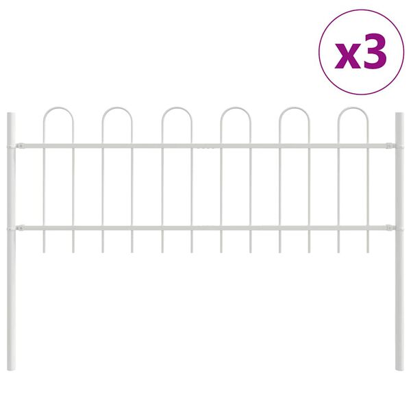 vidaXL Cl&ocirc;ture de jardin 3 pcs Blanc 5,1 x 0,6 m