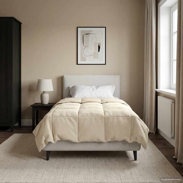 vidaXL Duvet d'hiver Matelass&eacute; Cr&egrave;me 135 x 200 cm Microfibre