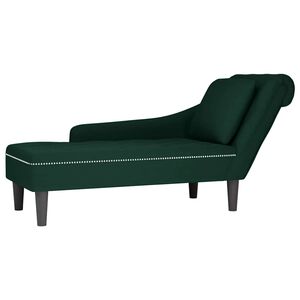 vidaXL Fauteuil long et coussin et accoudoir droit vert fonc&eacute; velours